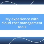 My experience with cloud cost management tools