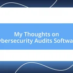 My Thoughts on Cybersecurity Audits Software