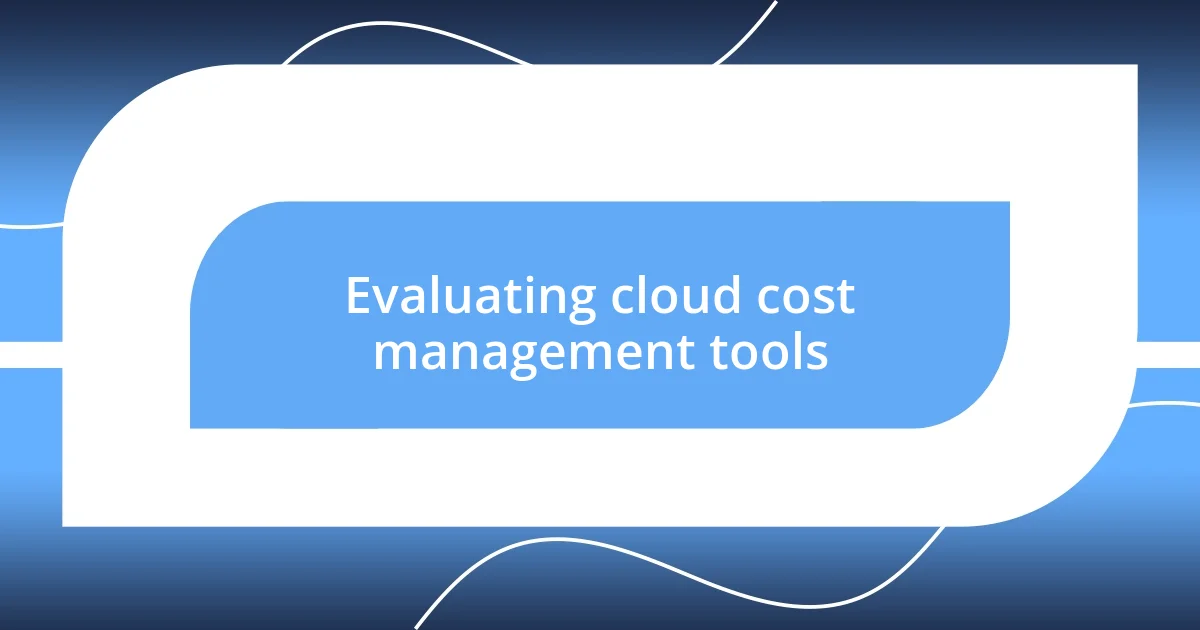 Evaluating cloud cost management tools